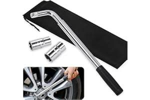 Mardatt1Pcs Universal Extendable Lug Wrench with 17/19/21/23MM Standard Sockets, 4 Way Tire Telescoping Lug Brace Wrench Whee