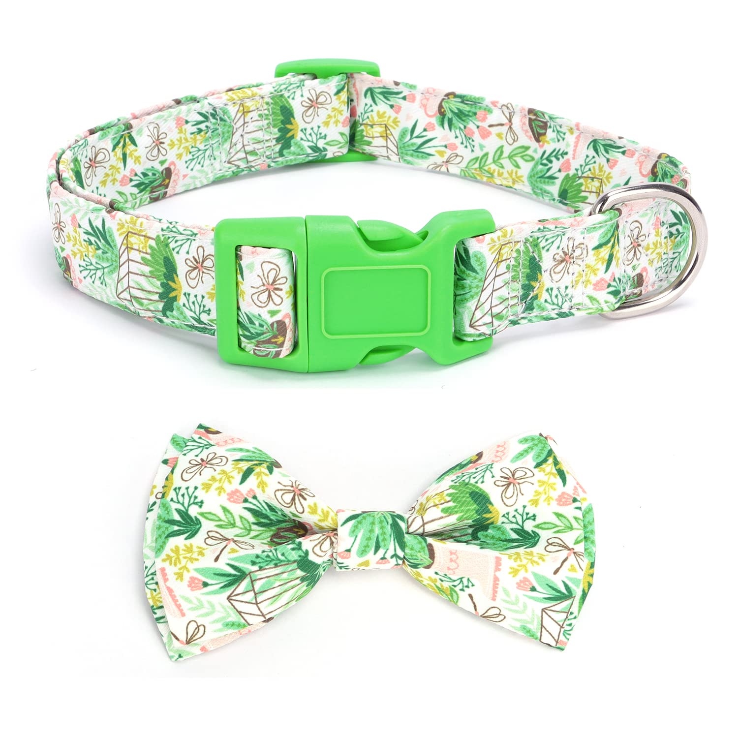 haoyueer Soft Comfy Bowtie Dog Collar,Detachable and Adjustable Bow Tie Collar,for Girl Female Small Medium Large Dogs (S, Green)