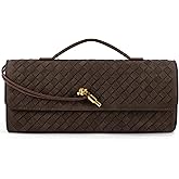 Jumping Deer Woven Clutch Purses for Women, Formal Satchel Leather Evening Bag Shoulder Handbag