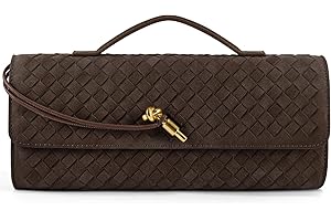 Jumping Deer Woven Clutch Purses for Women, Formal Satchel Leather Evening Bag Shoulder Handbag