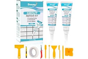 Deuvuo Gray Grout Repair Kit,12 Pcs Gray Caulk Grout Filler for Tile Floor, Grey Grout Paint Pen Tube for Shower Bathroom Kitchen, Fast Drying and Odorless, Restore and Renew Grout Line