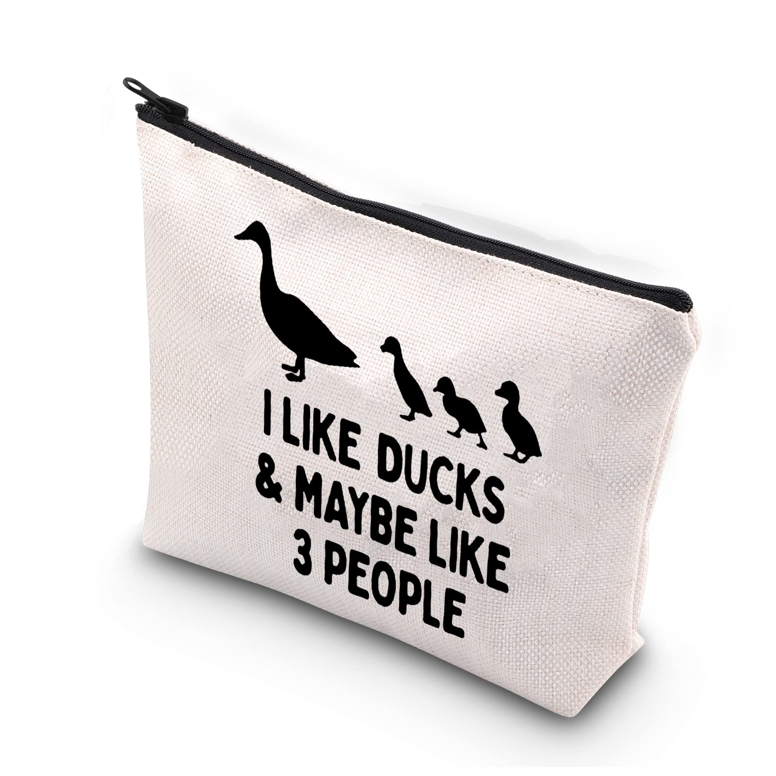 PLITI Duck Cosmetic Bag Gifts for Women Duck Lover Gifts I Like Ducks and Maybe Like 3 People Pet Duck Makeup Bag(Like Ducks peopleU)