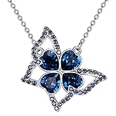 YAFEINI Butterfly Necklace Sterling Silver Clover Pendant Animal Necklace Butterfly Jewelry Gift for Women