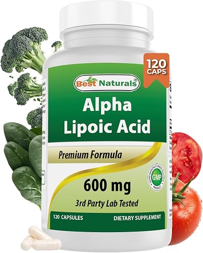 Best Naturals Alpha Lipoic Acid 600 mg 120 Capsules ALA Non-GMO