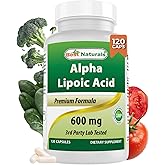 Best Naturals Alpha Liopic Acid 600 mg 120 Count - ALA Alpha Lipoic Acid Powerful Antioxidant