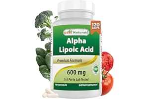 Best Naturals Alpha Liopic Acid 600 mg 120 Count - ALA Alpha Lipoic Acid Powerful Antioxidant