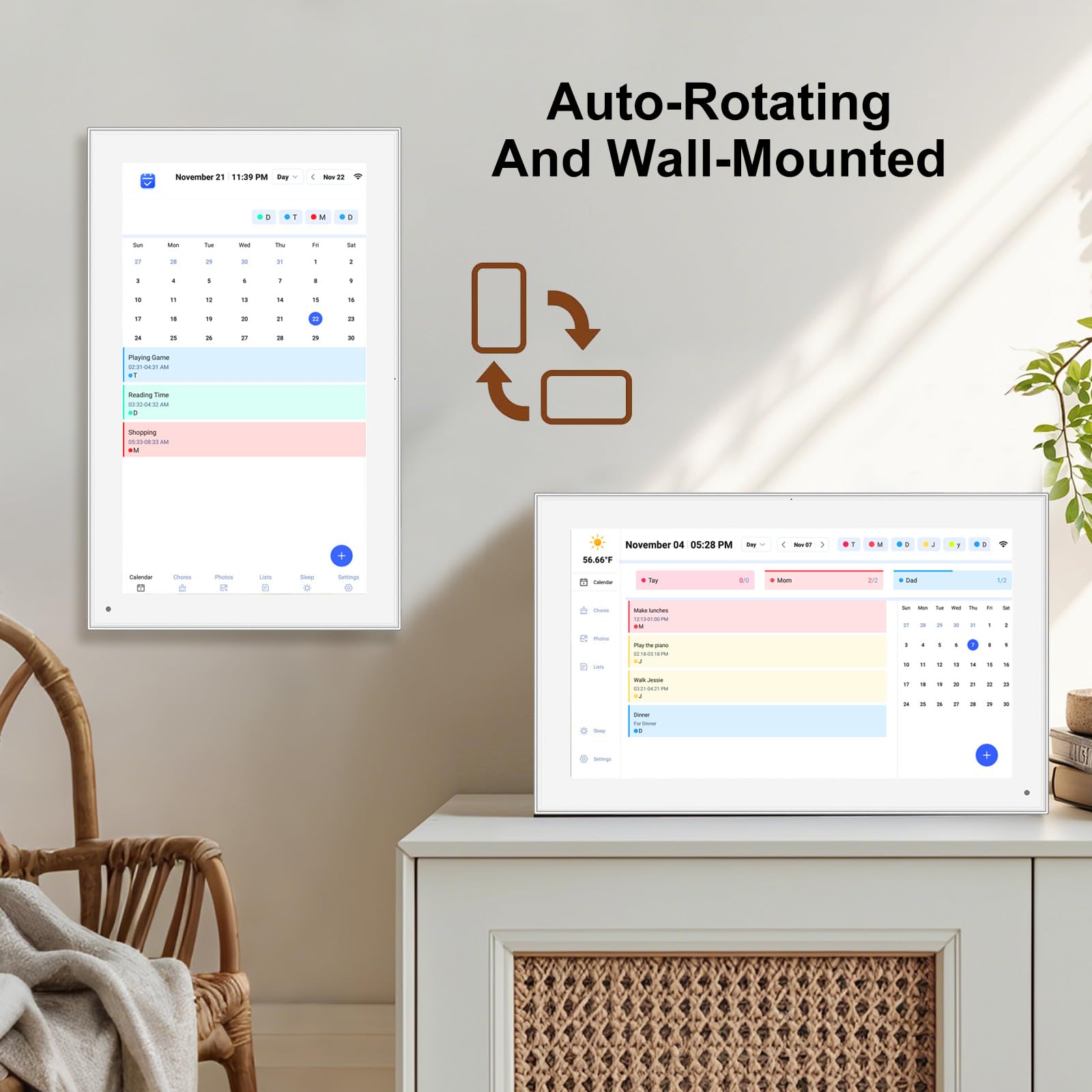 15.6 inch Wall Planner Digital Calendar & Chore Chart, Smart Touchscreen Display for Family Schedules, Hearth Display Digital Calendar, Digital Photo Frame, Great for Organizing Your 2025 Calendar
