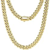 MUSECLOUD Gold Cuban Link Chain for Men Mens Stainless Steel Miami Curb Chains Necklace 5/8mm Thick Real Gold/Silver/Black Plated Diamond Cut Non-Tarnish Jewelry Trendy Christmas Gifts 18-26 Inch