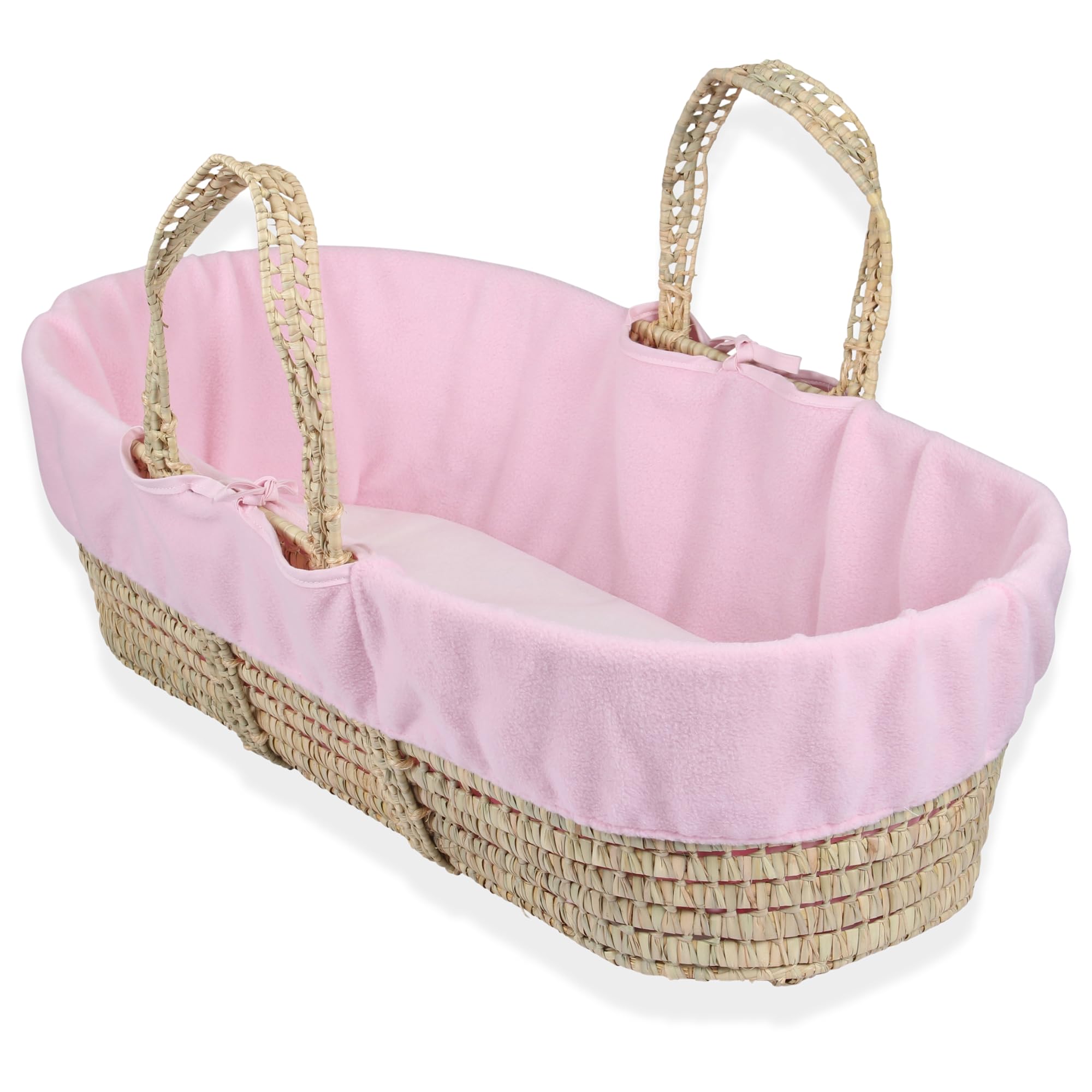 Clair de Lune Fleece Liner/Dressing for Moses/Wicker Basket (Pink)