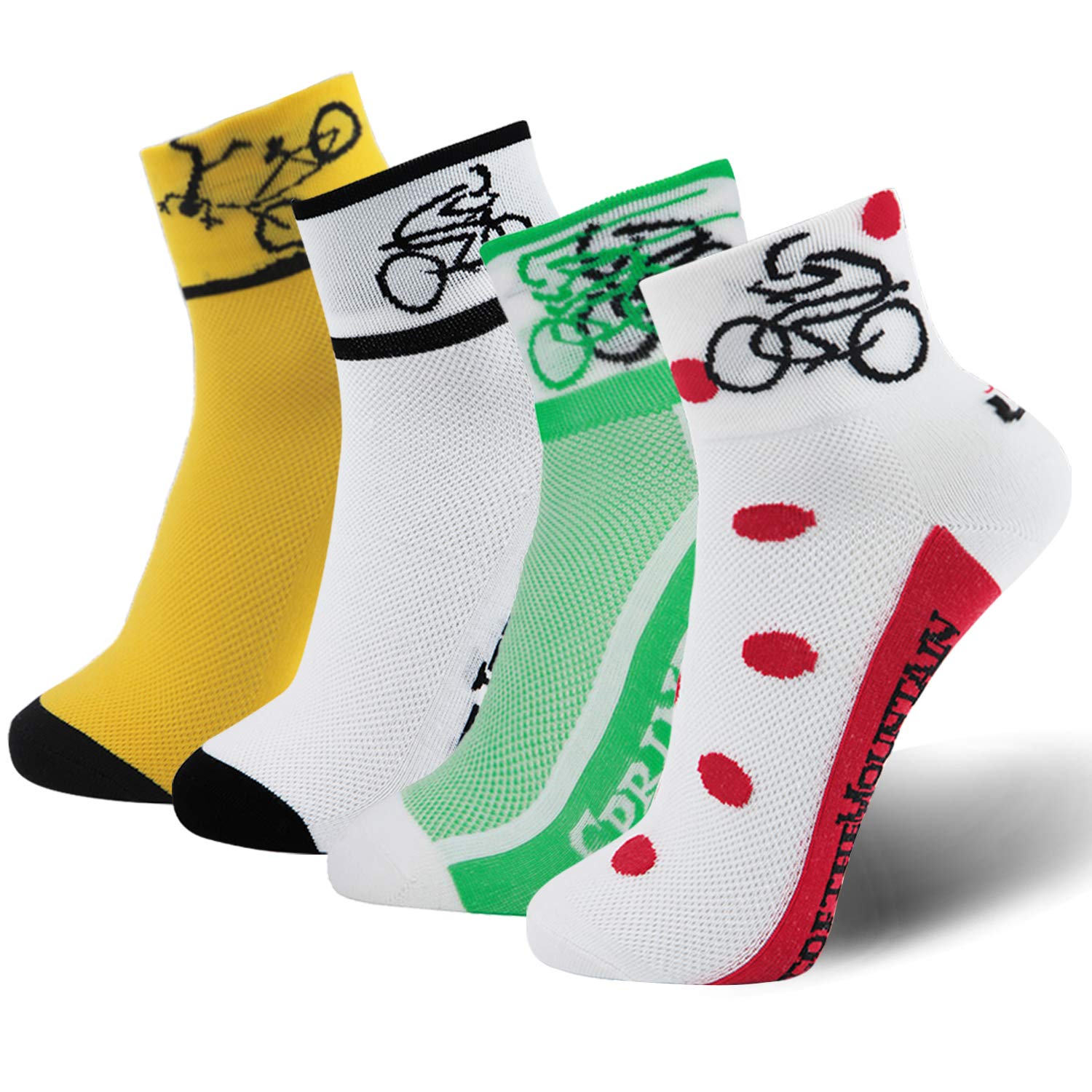 LIN 4 Pack Cycling Socks for Men & Women Performance Moisture Wicking
