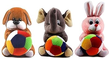 Blue Tree Rabbit,Dog,Elephant Character Soft Stuffed Toys Pen Stand (Set of 3,Multicolour)