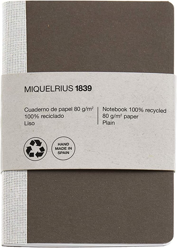 Miquelrius Cute Recycled Notebook with Staple and Fabric Spine Size mm, 56 Plain 80 g/m2 Pages 104 x 150 mm Brown