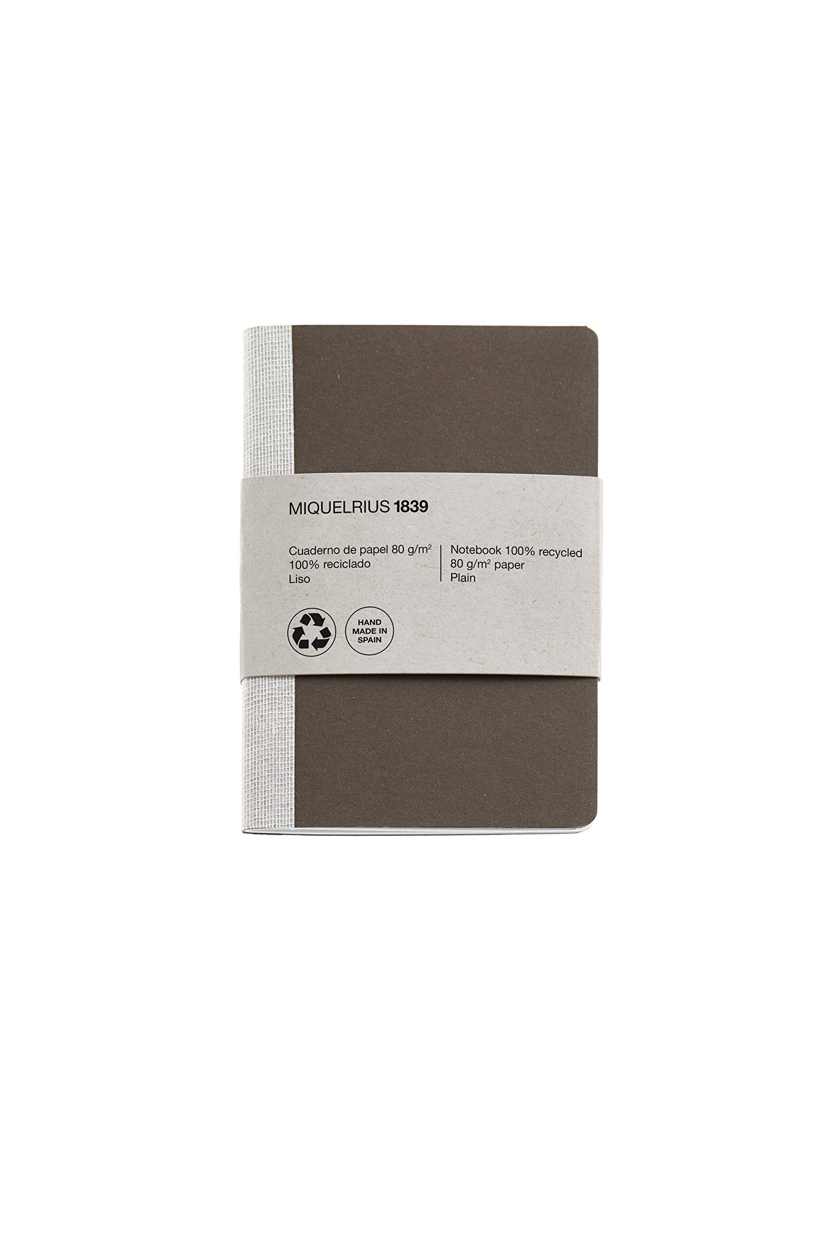 Miquelrius Cute Recycled Notebook with Staple and Fabric Spine Size mm, 56 Plain 80 g/m2 Pages 104 x 150 mm Brown