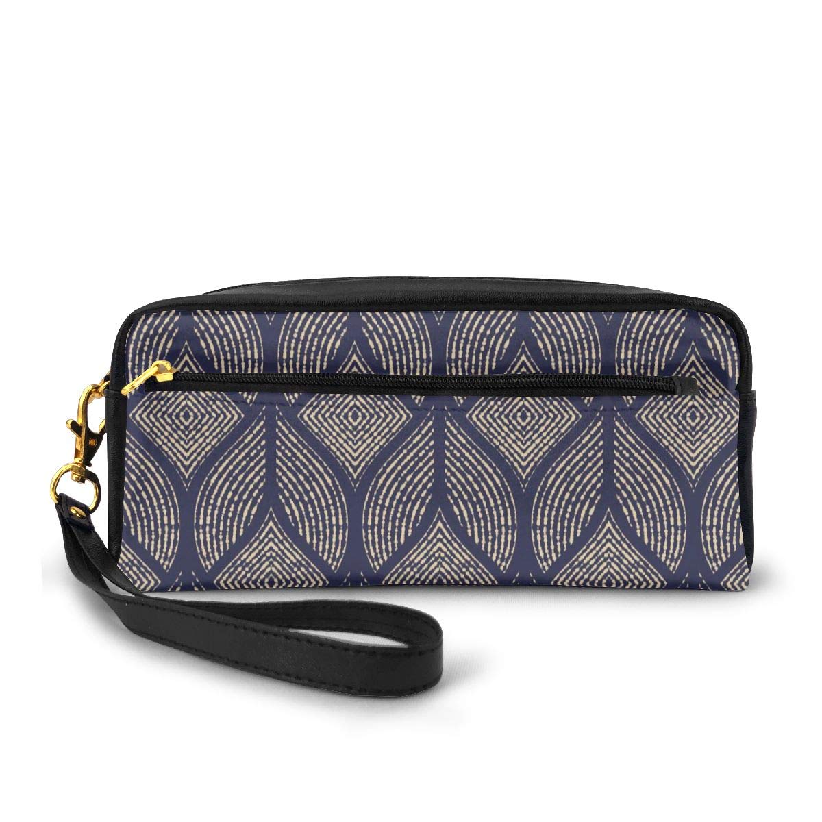 Cosmetic Bag Toiletries Bags Geometric Dark Blue And Gold Makeup Pouch Travel Cases Pen Pencil Bag Power Lines Storage Of Accessories Resistance Carry Handle