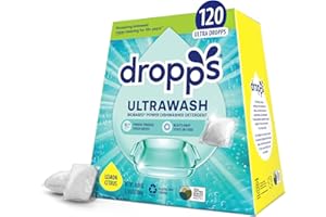 Dropps UltraWash Dishwasher Pods, Lemon Citrus (120 Pods) - Biobased Power Deep Clean Dishwasher Detergent Tablets for Sparkling Shiny Dishes - No Rinse Aid or Pre-Wash Needed - Dishwashing Pods