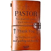 PRSTENLY Pastor Appreciation Gifts Leather Journal, 140 Page Refillable Journal Thank You Retirement Farewell Christmas Birthday Gifts for Pastor Men Women Male Female