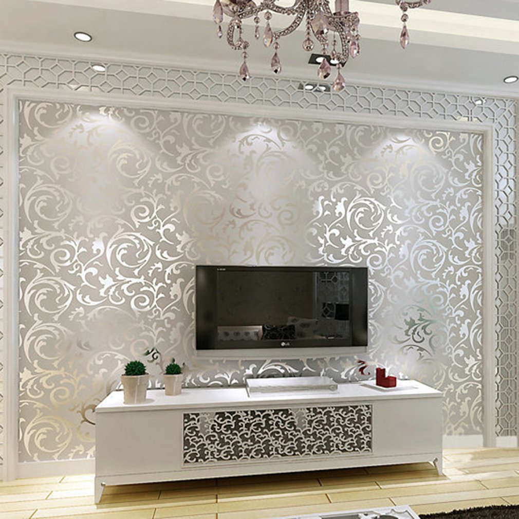 Blackpoolal 10M Luxury Silver 3D Wallpaper Embossed NonWoven Wallpaper