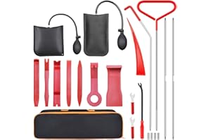 ADBEN Car Tool Kit de emergencia para automóvil de 18 piezas con cuña para Ventana de automóvil, cuña de aire agarrador de Largo alcance, herramienta de extracción de recorte automático