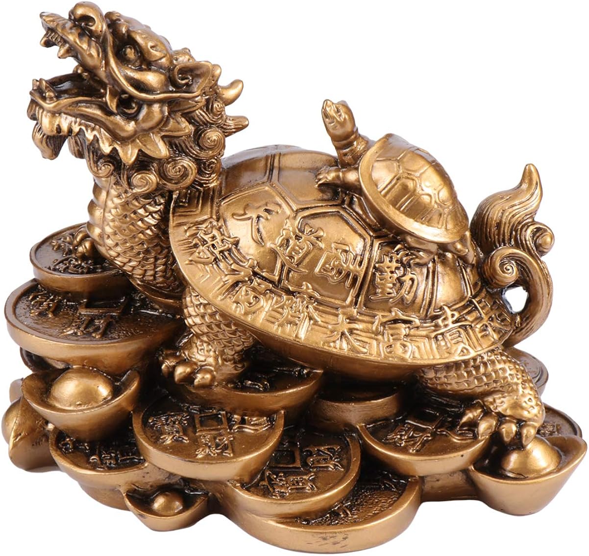 VORCOOL Chinese Feng Shui Dragon Turtle Statue Resin Home Decoration