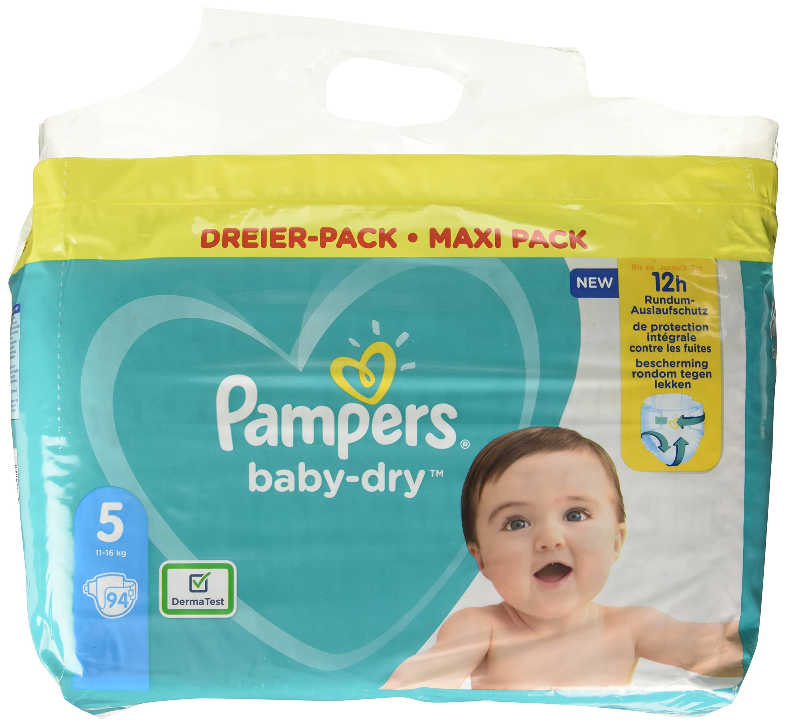 Pampers Baby-Dry Size 5 94 Nappies up to 12 Hours All-Round Protection, 11-16kg, 2,688 kg