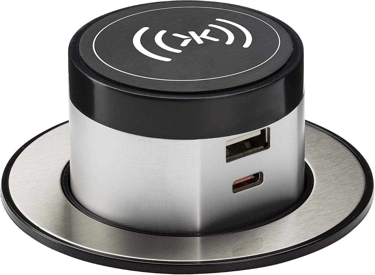 Knightsbridge SK0015 Wireless Desktop Charger with Pop-Up Dual USB A+C FASTCHARGER, Black