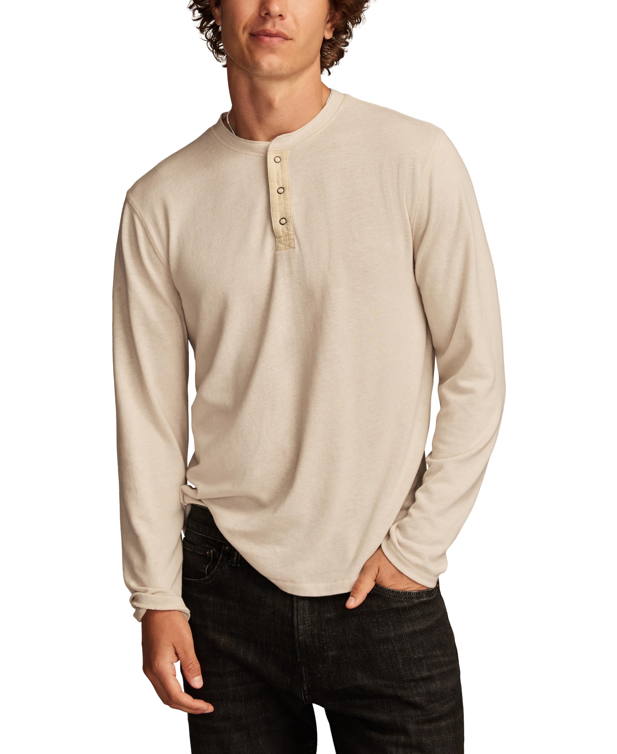 Lucky Brand Men’s Weekend Slub Henley, Oatmeal
