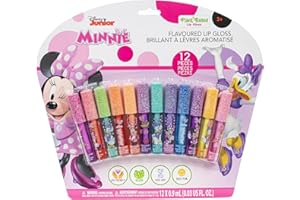 Disney Minnie Mouse 12 Piece Plant Based Lip Gloss, Girls Party Favors, First Makeup Set for Girl, Perfect for Parties, Sleepovers, and Birthday Gifts, Ages 3+, by Townley Girl