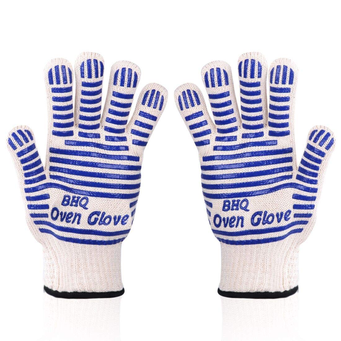 Zhongsheng Revolutionary 932°F Extreme Heat Resistant EN407 Certified Gloves - Thick, Light-weight & Flexible, 2 Gloves - Use in Dutch Oven, Big Green Egg, Pizza Stone, Cast Iron Pan(Blue(2 PCS))