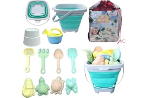 CASAPRE Beach Toys collapsible Sand Toys and Shovels Set with Big Mesh Bag & Sand Molds,Toddlers Kids Beach Toy Set,Sand Box Toys for Toddlers Kids Age 3-10,Sand Toys for Toddlers Kids