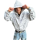 SOLY HUX Men's Y2k Camo Zip Up Hoodie Vintage Raglan Sleeve Oversized Sweatshirt with Pockets Streetwear