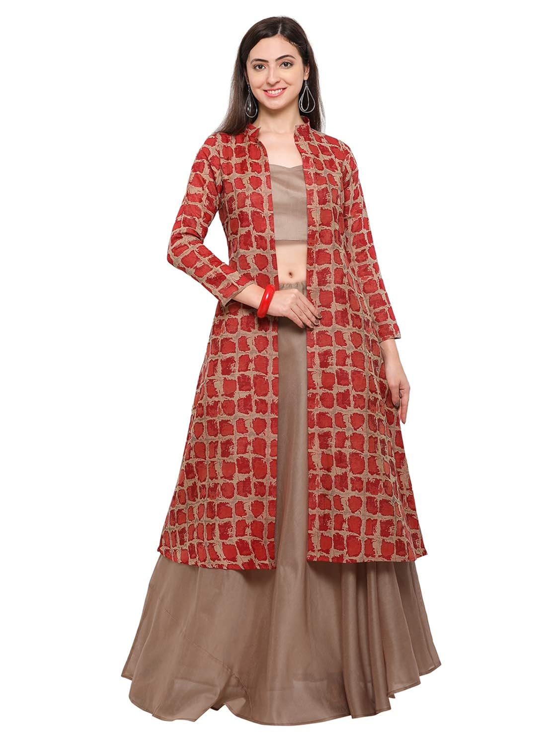 inddus green cotton woven jackets/shrug with full sleeve & round neck.