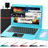 G-Anica Laptop Computer(10.1 inch), Quad Core Powered by Android 12.0, Netbook Computer with WiFi, Webcam and Bluetooth, Mini Laptop with Bag, Mouse, and Mouse Pad for Kids and Adults（Blue）