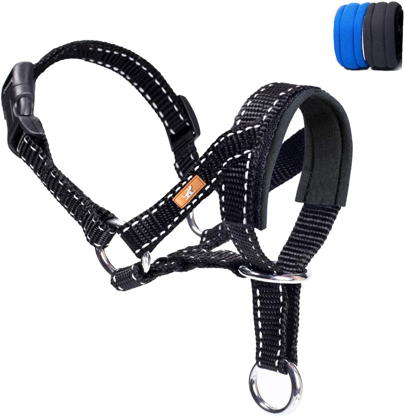 Dog Head Collar, Head Collar with Reflective Strap to Stop Pulling for Small Medium and Large Dogs, Adjustable (S, Black)