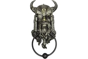 Pacific Trading Company Bronze Tone Norse Mythology Odin Figurine Metal Door Knocker with Hardware, Gothic Viking God Furniture and Home Decorations, Large Decor for Front Doors, 9 Inches