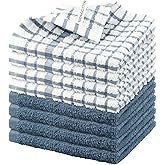 Nialnant 8PCS Dish Cloths,100% Cotton Soft Absorbent Cleaning Rags,Quick Drying Dish Towels for Kitchen,Washing Dishes-Little Blue,12x12in