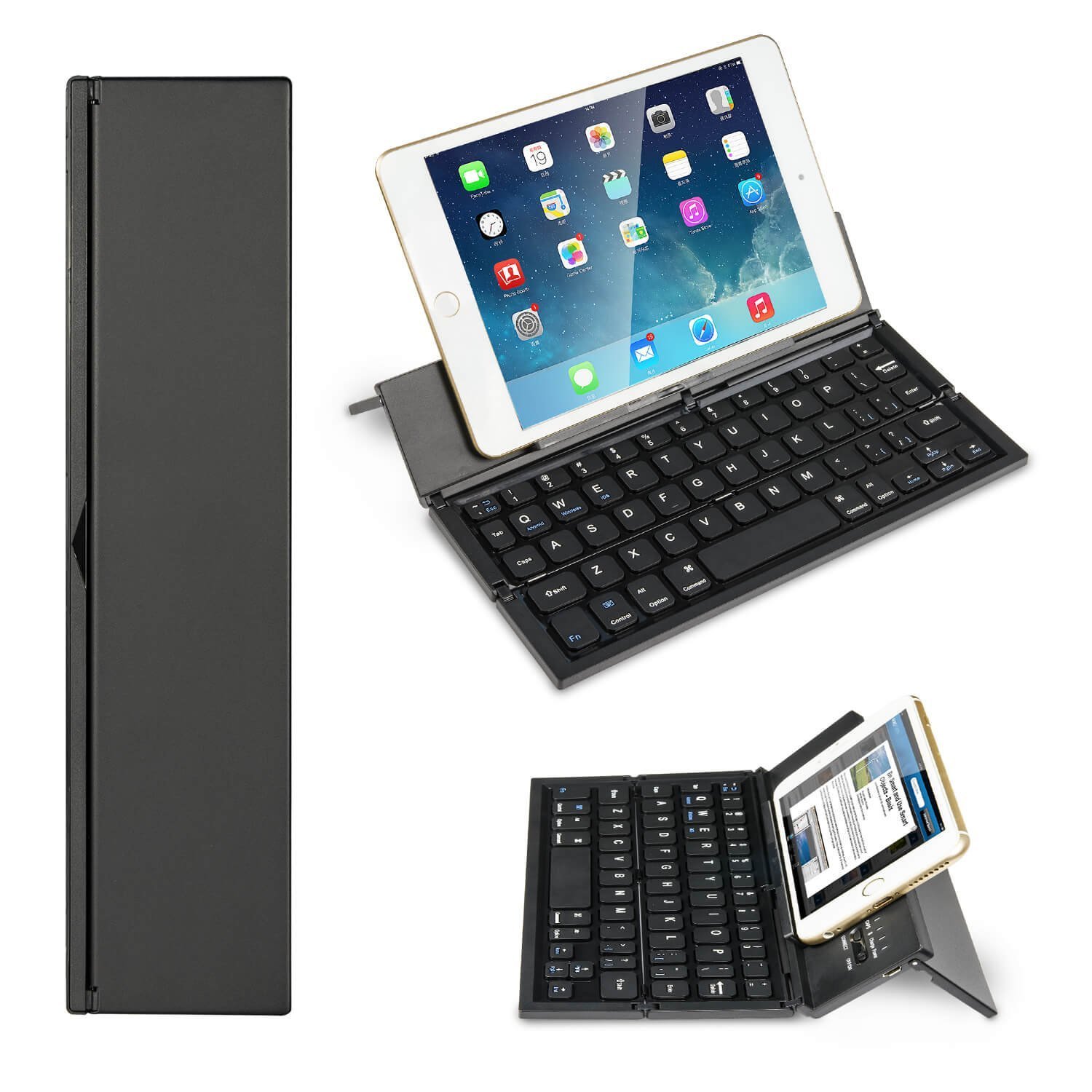 BATTOP Upgrade Foldable Bluetooth Keyboard With Kickstand Universal for