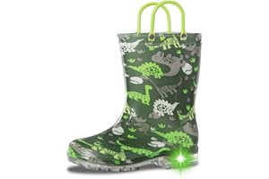 WILLPORT Toddler Rain Boots,Waterproof Light Up Kids Rain Boots with Easy-on Handles for Boys and Girls