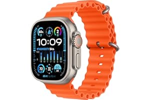 Apple Watch Ultra 2 [GPS + Cellular, 49mm] - Titanium Case with Orange Ocean Band, One Size (Renewed)