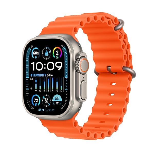 APPLE WATCH ULTRA 2 [GPS + CELLULAR, 49MM] – TITANIUM CASE WITH ORANGE OCEAN BAND, ONE SIZE (RENEWED)