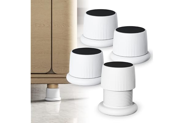 Xuenair Adjustable Furniture Bed Risers, 1.6-2.6 inch White, Durable Plastic Anti Slip Couch Risers for Sofa Bed Table & Chai