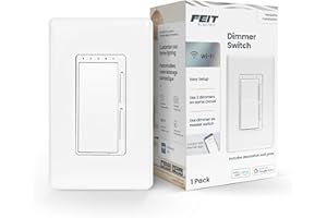Feit Electric Smart Dimmer Switch, Neutral Wire Required for Installation, Compatible with Amazon Alexa and Google Assistant, Smart Dimmer Light Switch, White, Model:DIM/WiFi