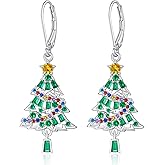 Christmas Earrings Christmas Tree Earrings for Women Dangling Sterling Silver Dangle Jewelry Holiday Xmas Gifts
