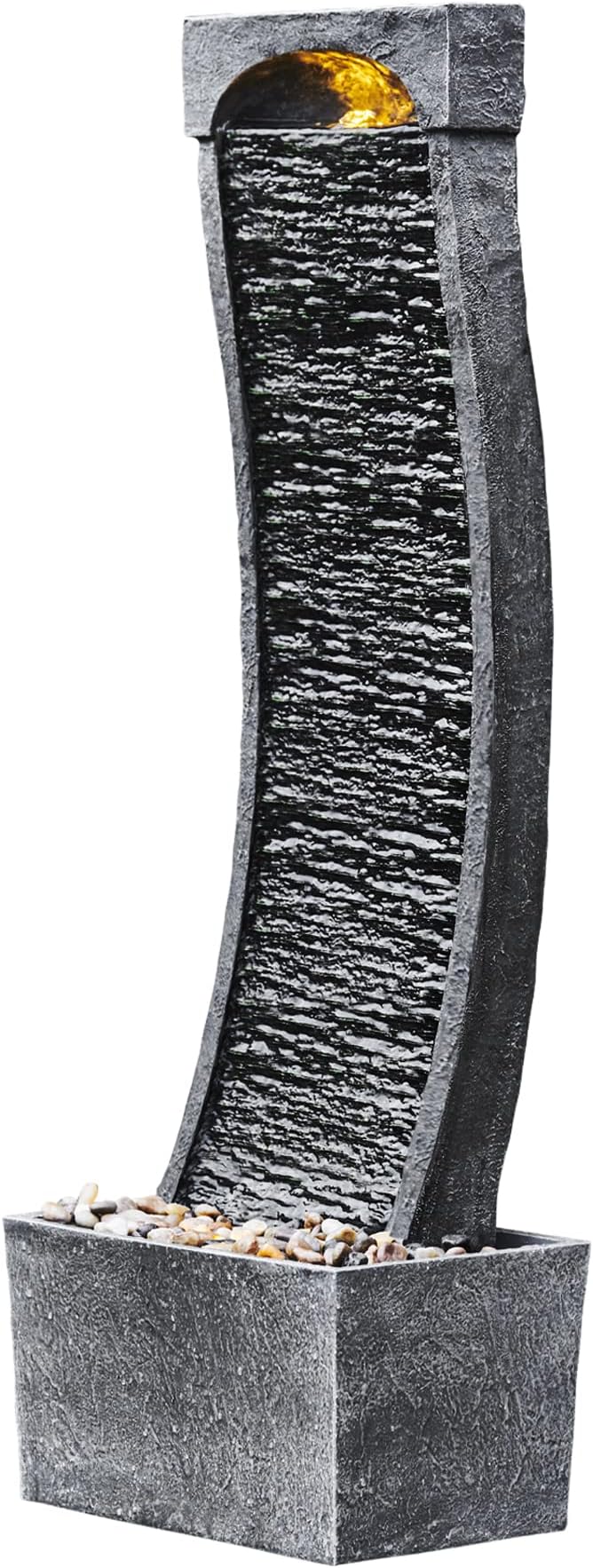 Teamson Home Garden Water Feature LED Lights Pump Slate Effect 98cm