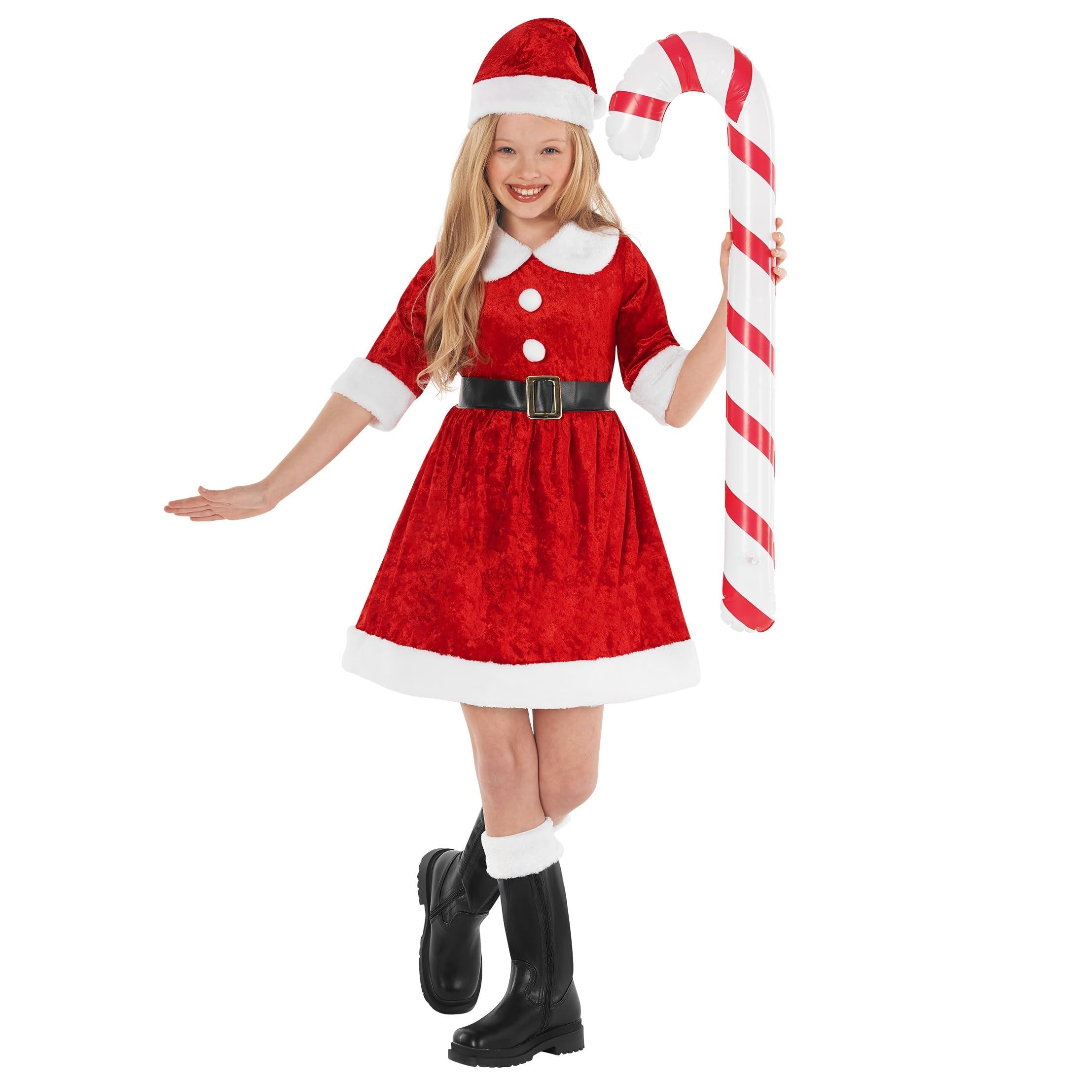 Morph Santa Costume for Girls, Santa Costume Kids, Miss Claus, Christmas Costumes for Girls, Christmas Costumes for Kids, 7-9 Years