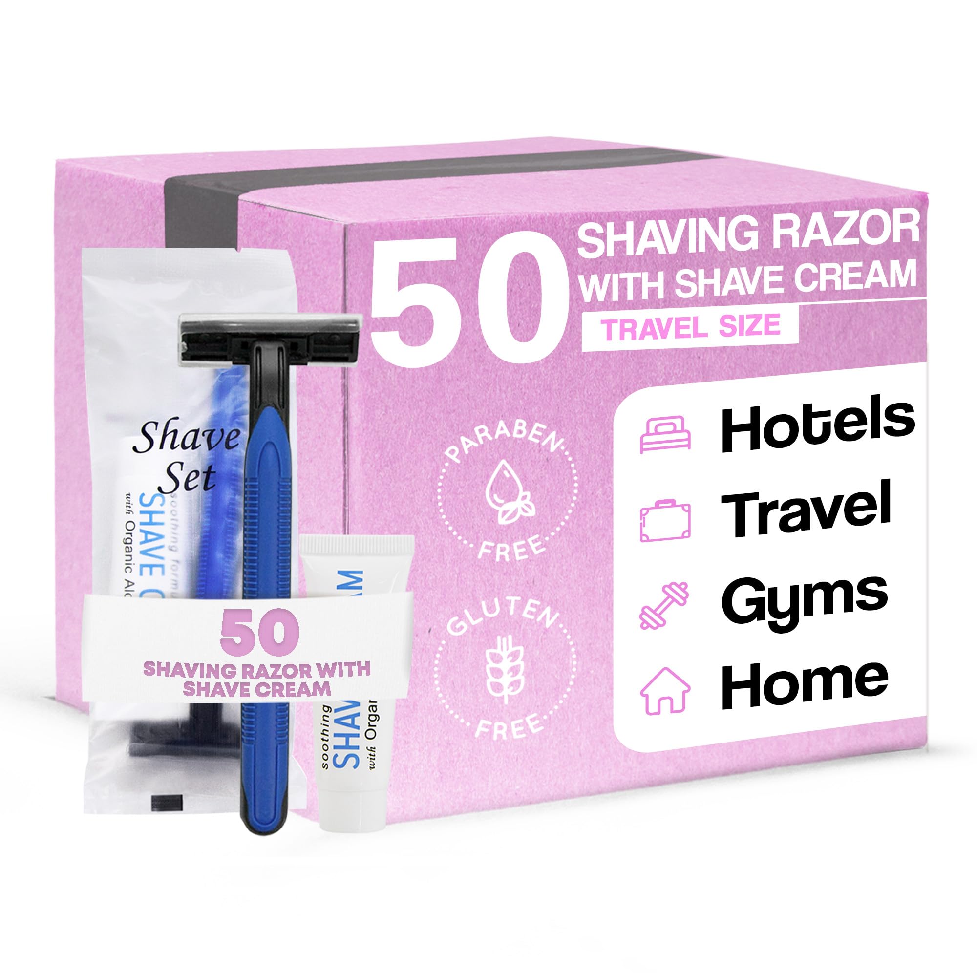 Photo 1 of Double Blade Shaving Razor with Shave Cream | Disposable Hotel Kit | Twin Blade Single-Use | Case of 50
