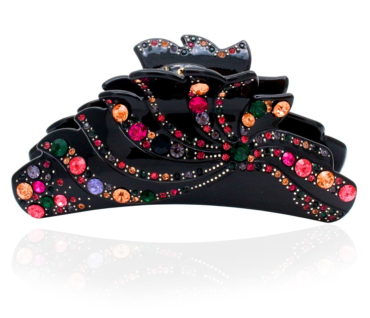 HOLLIHI 5-inch Hair Claw Jaw Clip for Women and Girls, X-Large - Pretty Strong Clamp Non-Slip Barrette Hair Updo Grip Bath Accessories for Thick Hair, Black