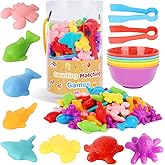 AMOR PRESENT Counting Animals for Toddlers 64 PCS Ocean Animal Matching Game Montessori Educational Color Sorting Toys