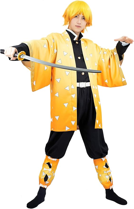 CZOFEK Agatsuma Zenitsu Cosplay Costume Mens Kimono Outfit