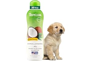 TropiClean Gentle Puppy Shampoo, Dog Shampoo for Allergies & Sensitive Skin, Made in USA, Gentle Coconut Scent, Safe for Cats & Kittens, 20oz