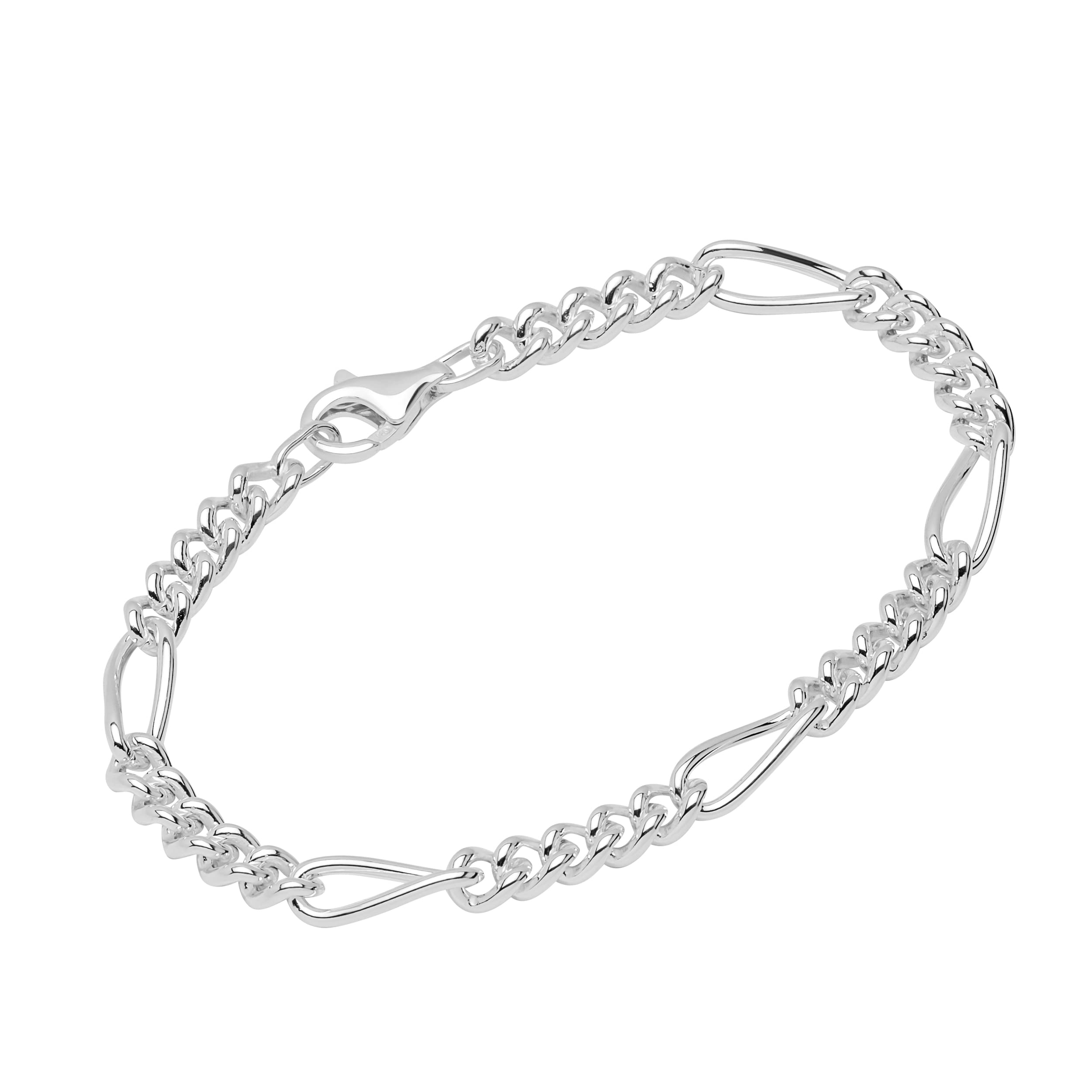 NKlaus bracelet 925 sterling silver 19cm Figaro curb chain round ladies bangle 12170